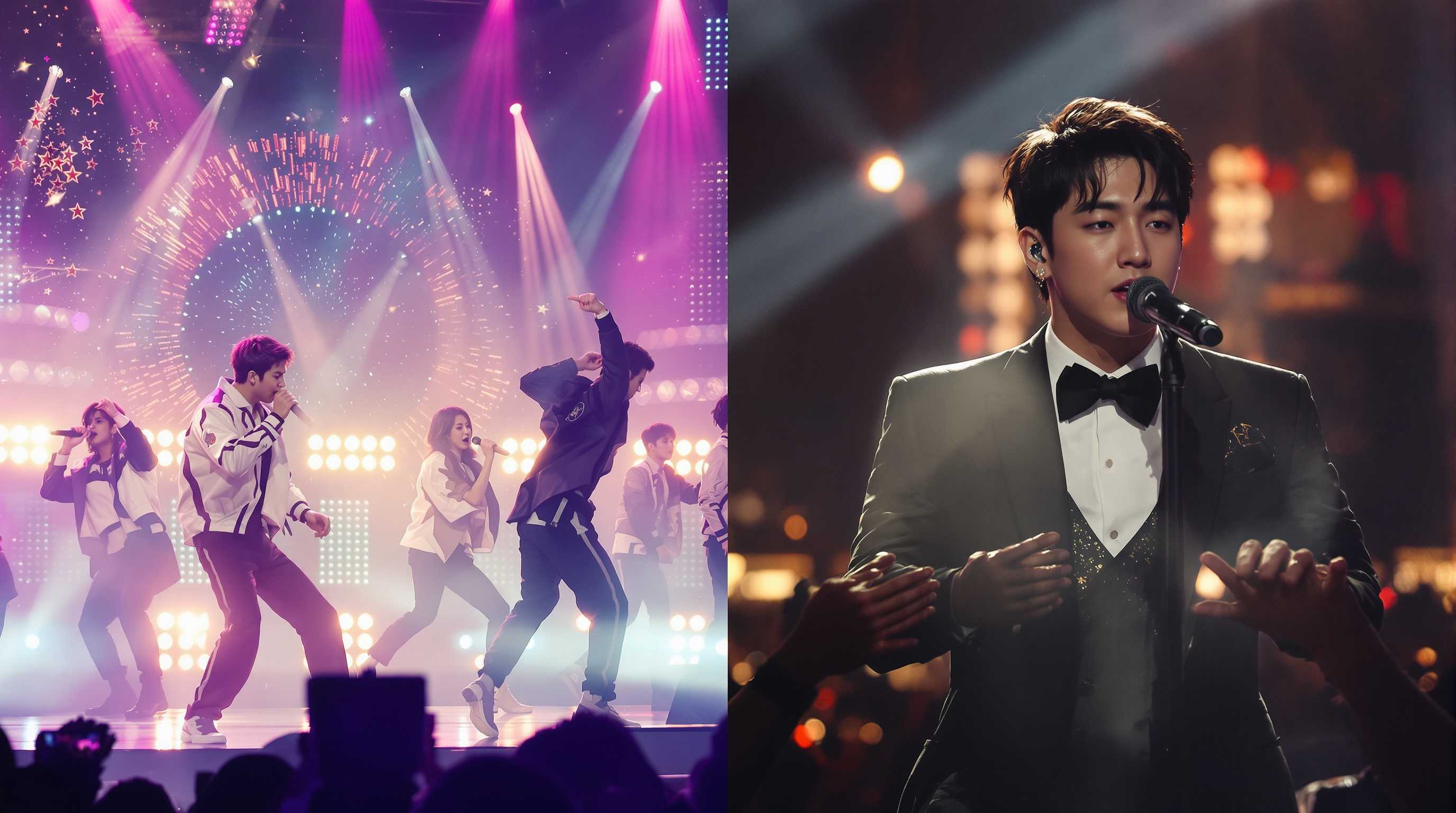 아이브와 엔하이픈 등의 신인 스타들이 활기차게 공연하는 무대와 지드래곤 및 에스파 등 정상급 아티스트들이 주목받는 무대