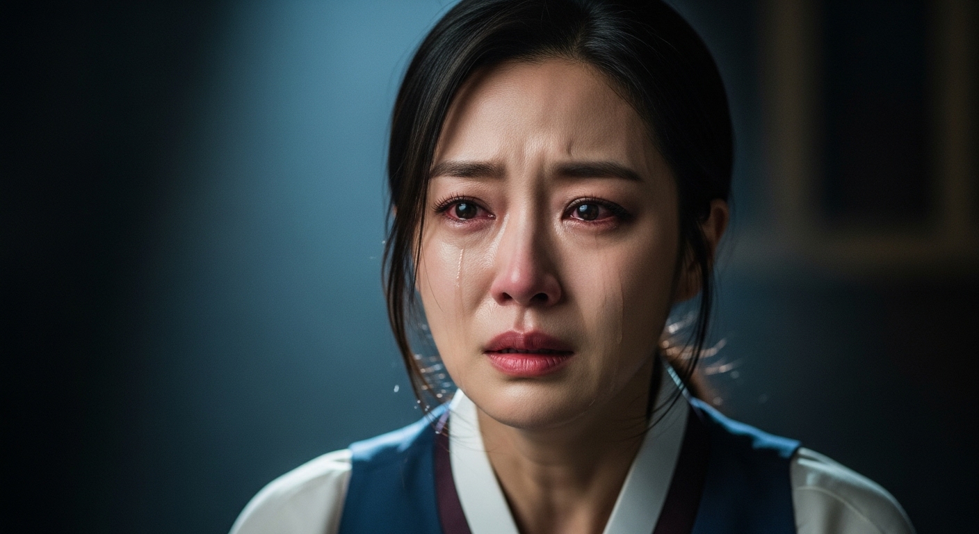 웹툰 원작을 각색한 드라마에서 강렬한 감정을 표현하는 배우 모습