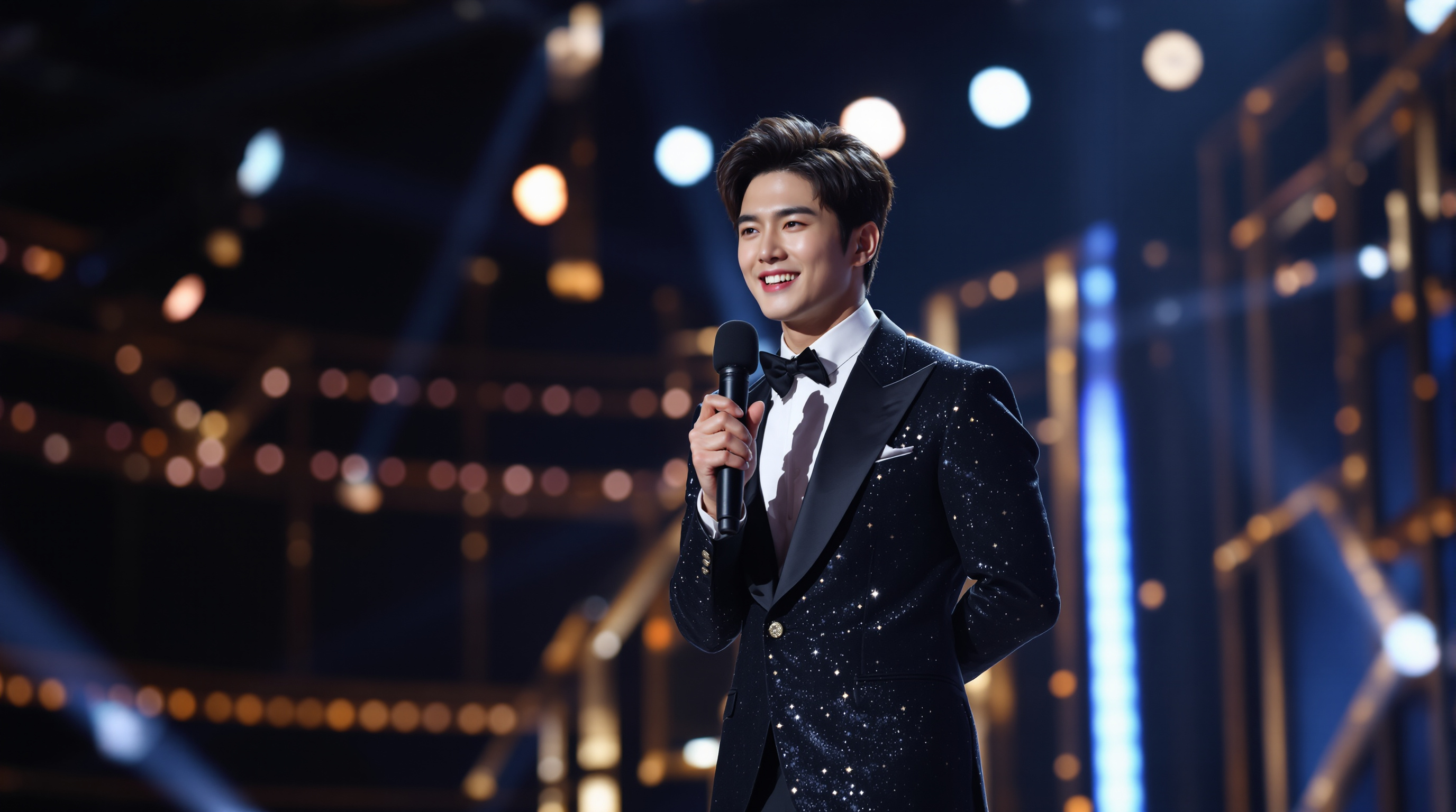 배우 박보검이 무대 위에서 시상식을 진행하는 모습