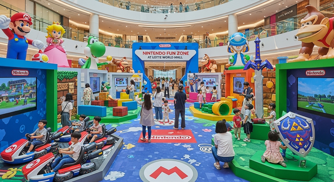 롯데월드몰 아트리움에서 가족과 아이들이 즐기는 닌텐도 테마 경험