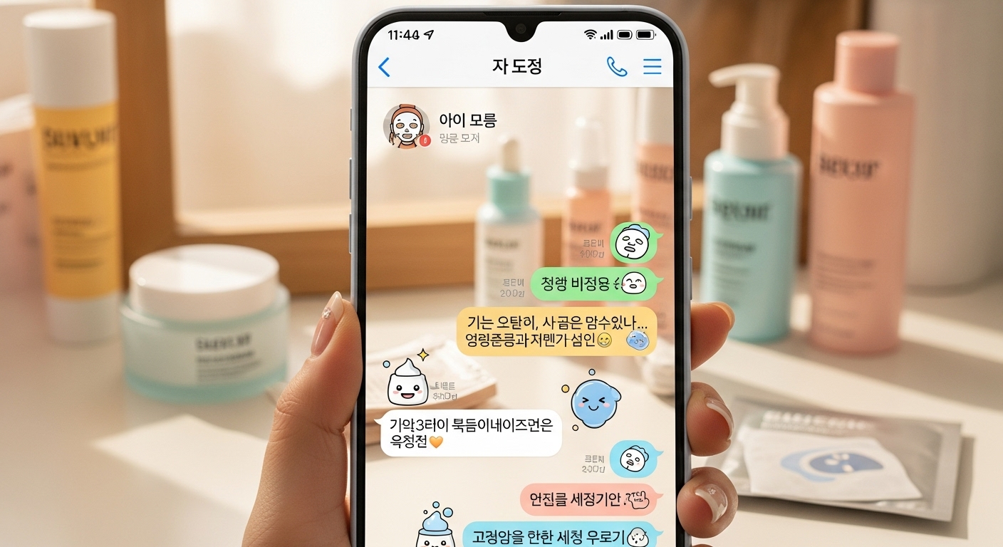 귀엽고 따뜻한 스킨케어 테마로 꾸민 현대적인 스마트폰 화면