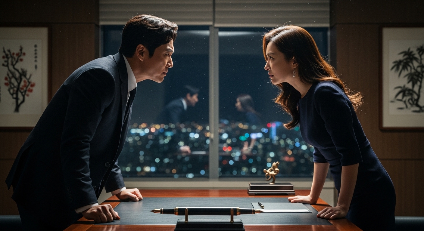 권력을 둘러싼 긴장감 넘치는 대치 장면