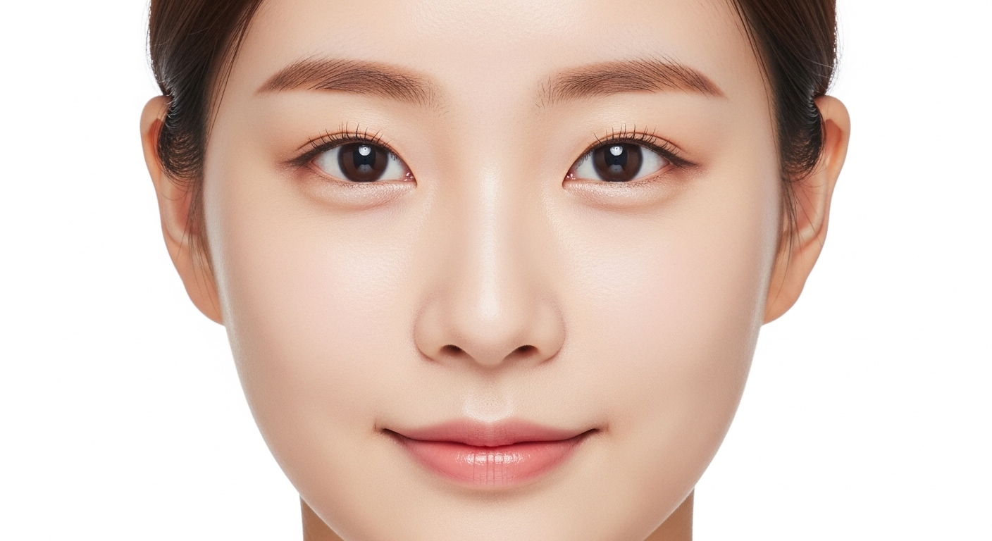 고해상도 운전면허 사진에 담긴 젊은 여성의 얼굴 클로즈업