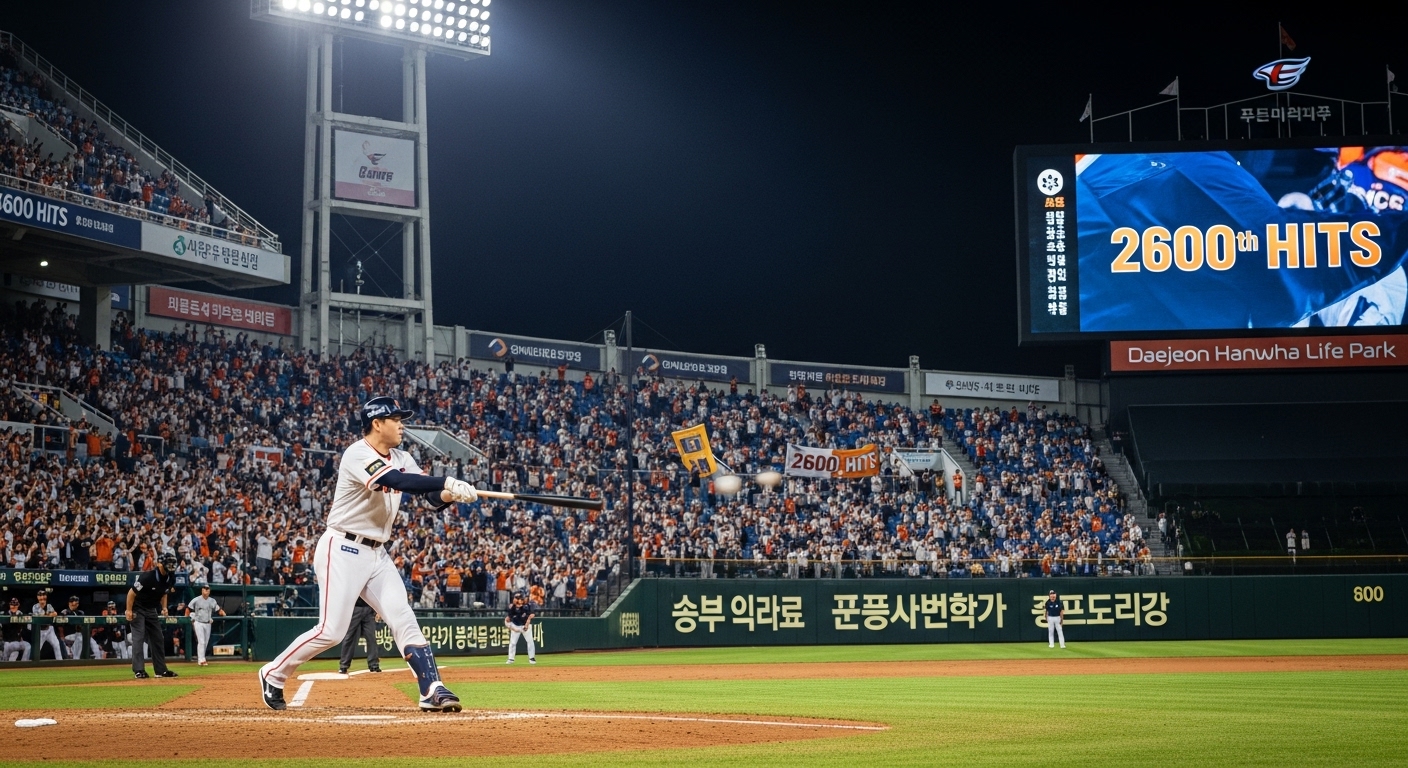 대전 한화생명볼파크에서 손아섭이 2600번째 안타를 치는 모습