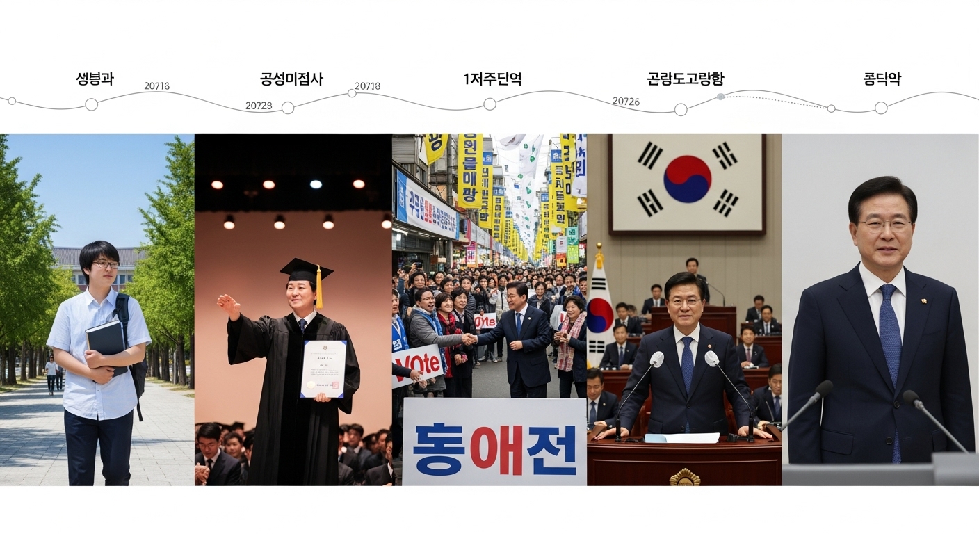 대학 시절부터 현재까지의 경력을 보여주는 타임라인