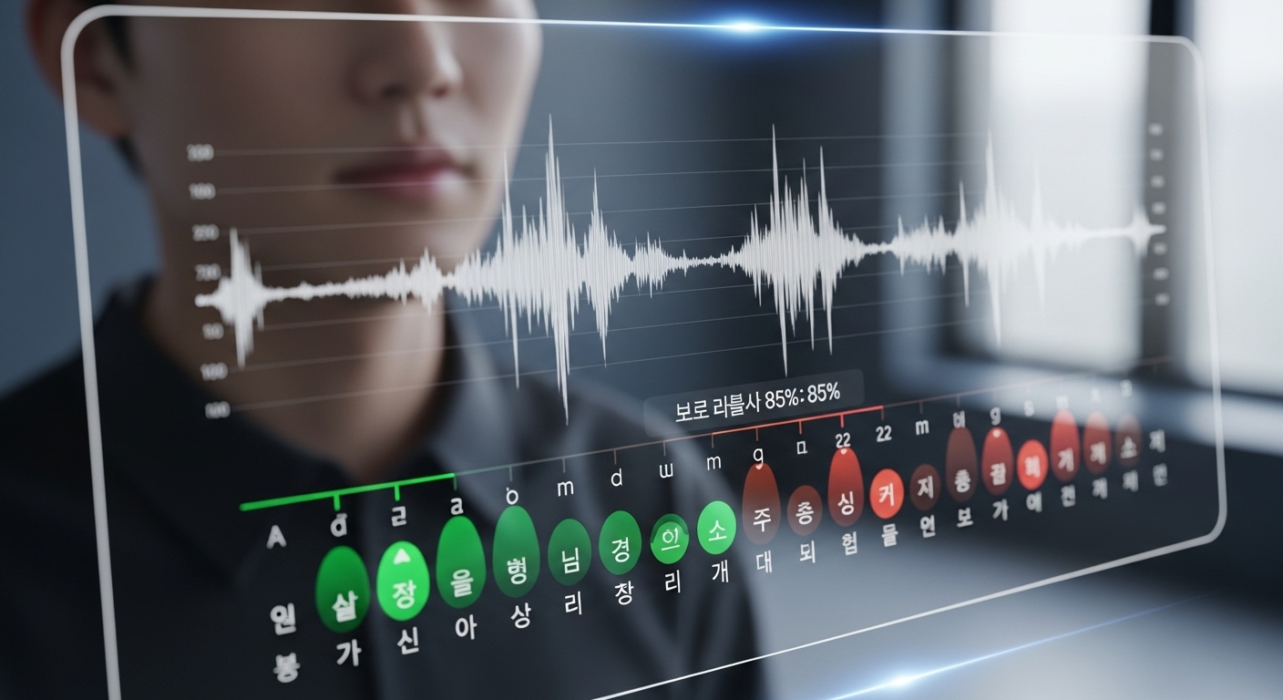 한국 사용자의 발음을 분석하는 AI 인터페이스 클로즈업