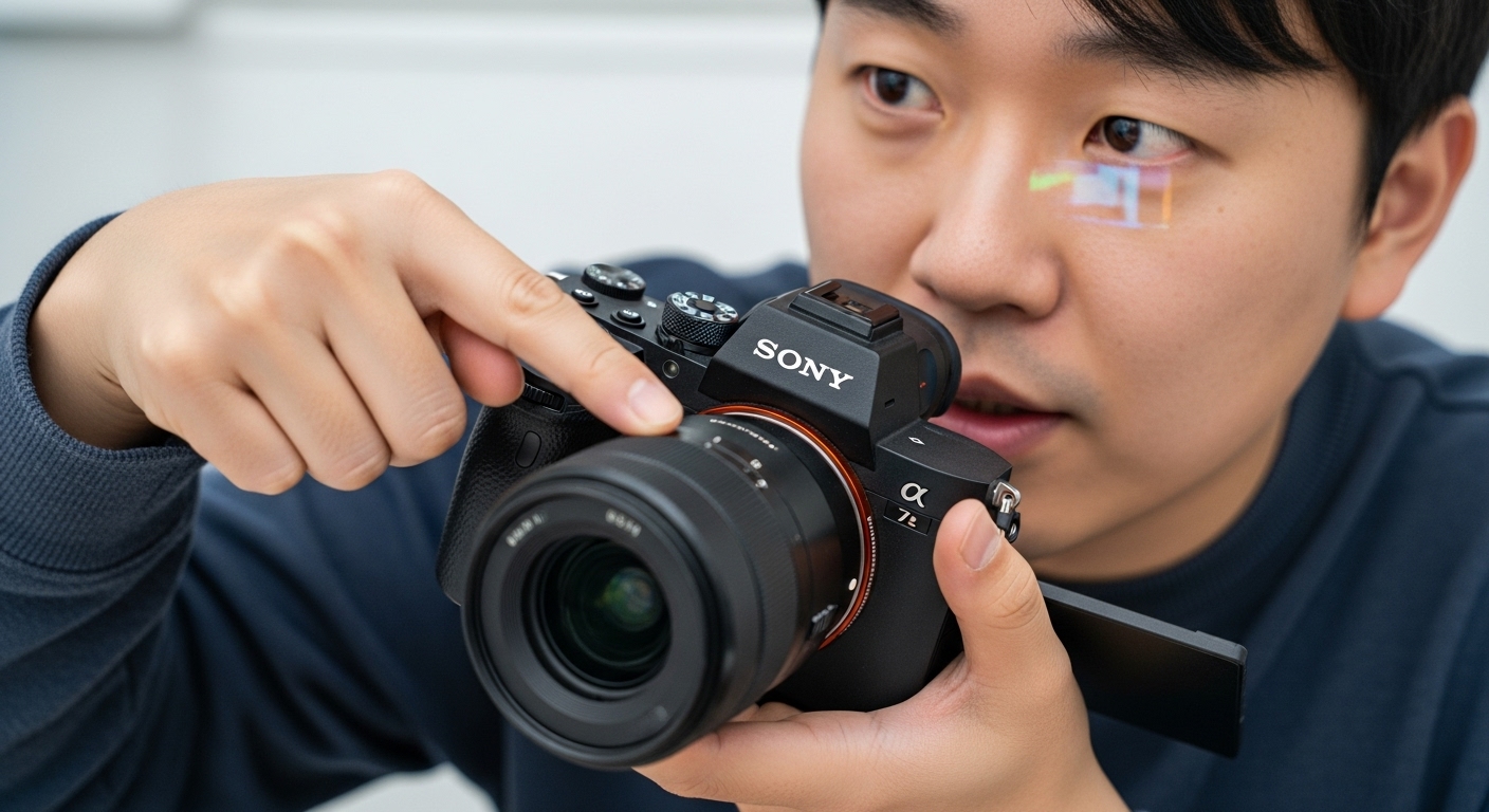 소니 A7M5 카메라의 센서와 AI 추적 기술을 분석하는 테크 애호가