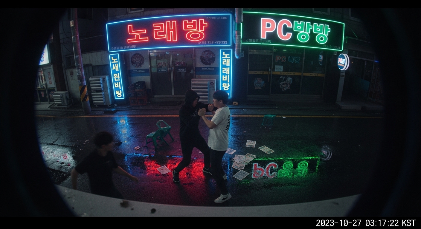 한국 거리 싸움 장면이 담긴 CCTV 화면