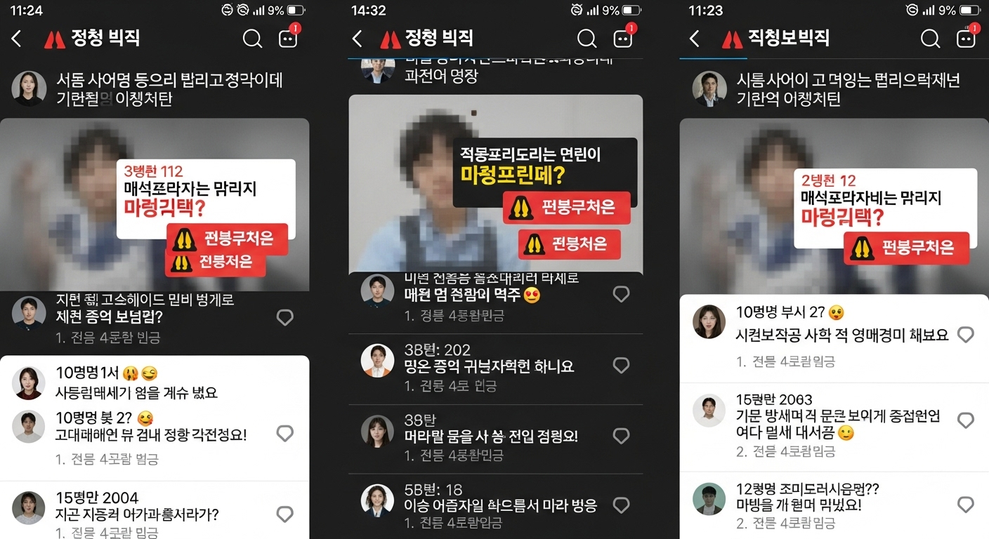 한국 소셜미디어 화면에 떠있는 잘못된 뉴스 알림과 빠르게 퍼지는 루머들