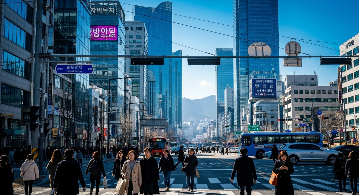 부산 도심의 현대적이고 활기찬 거리 풍경