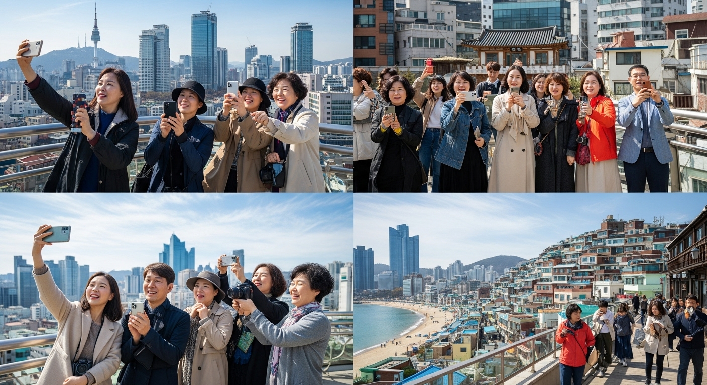 서울과 부산에서 드라마 촬영지를 탐방하는 관광객들