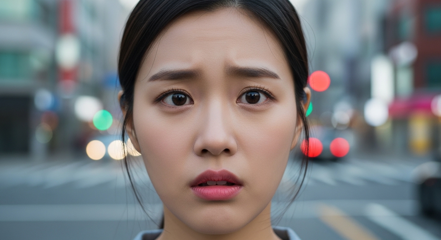 혼란스럽고 깊은 생각에 잠긴 여성의 얼굴 클로즈업