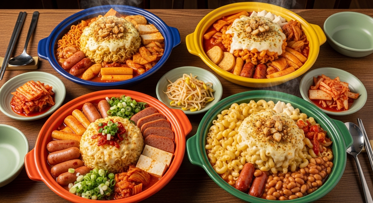 마카로니와 치즈가 추가된 창의적인 부대찌개 변형 요리들