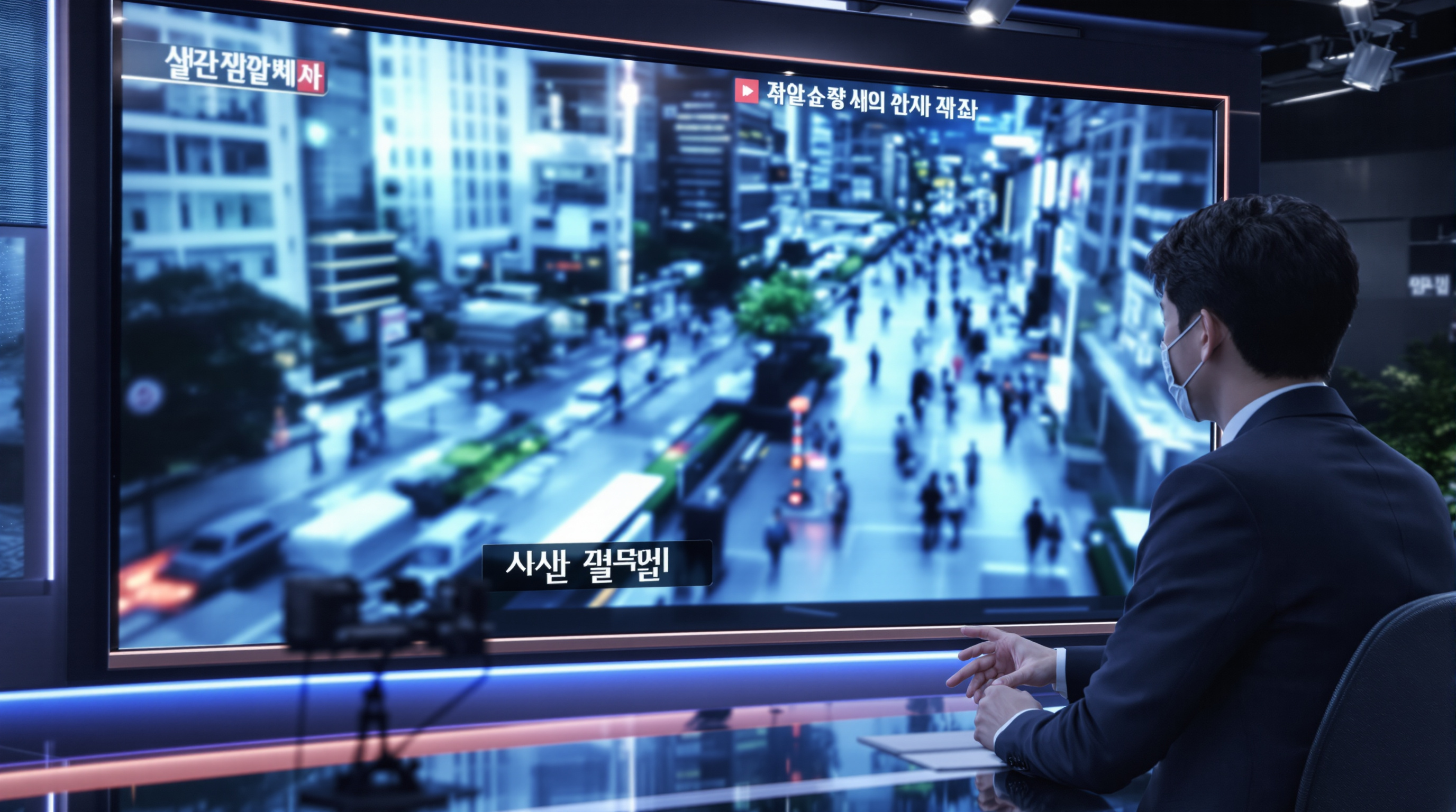 뉴스 스튜디오에서 CCTV 영상 관련 뉴스를 전하는 모습