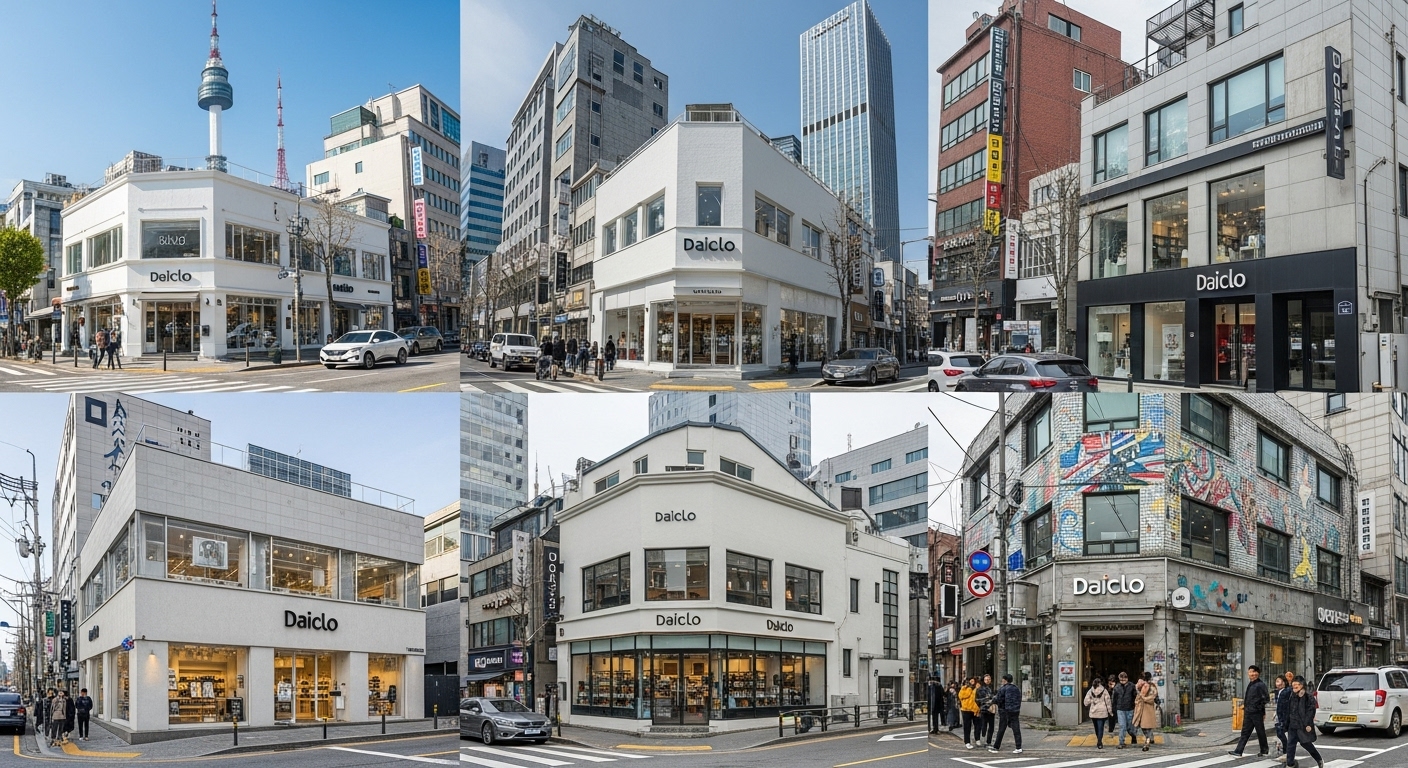서울 여러 동네에 있는 다양한 다이클로 매장의 모습