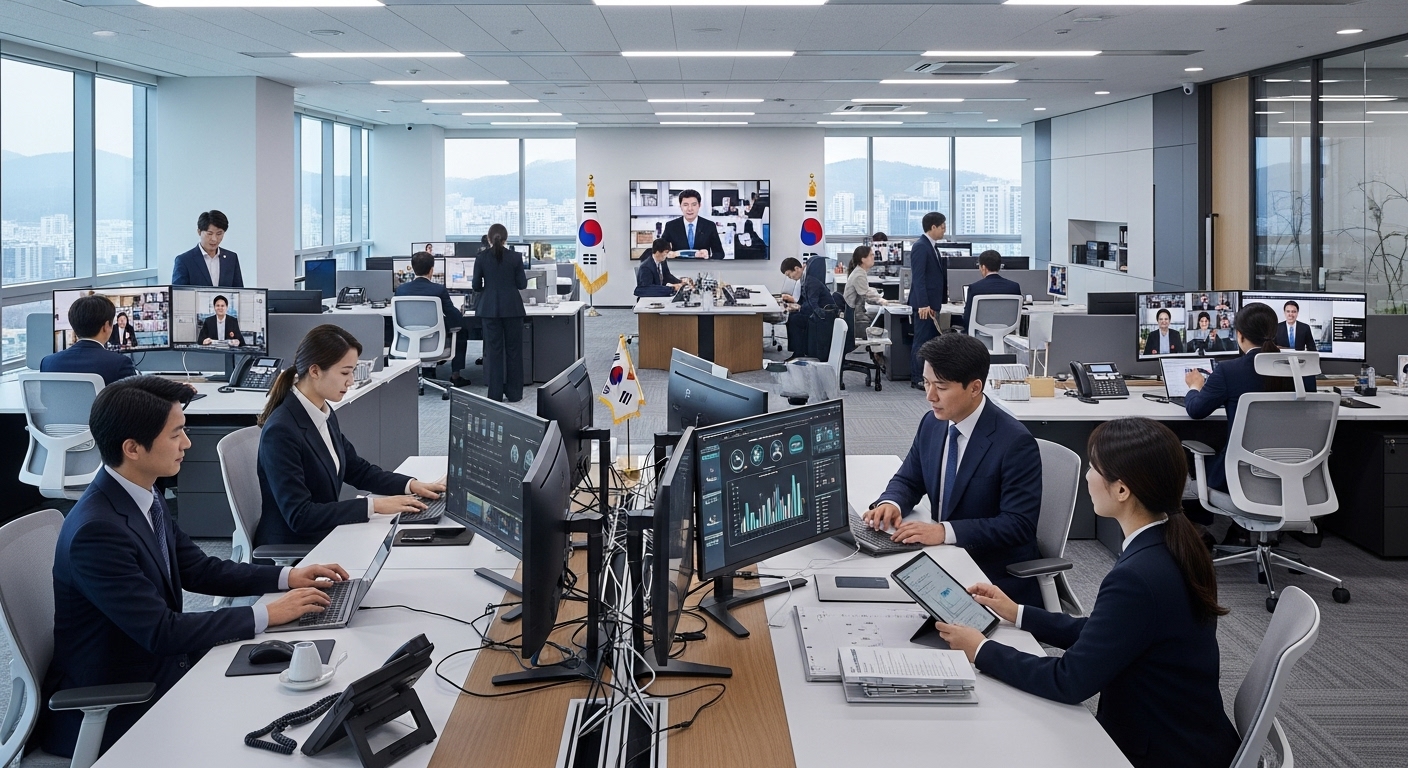 현대적인 디지털 소통 기능을 갖춘 대통령실 내부 모습