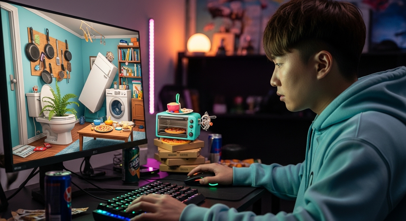 가상 공간에서 창의적으로 물건을 배치하는 게이머