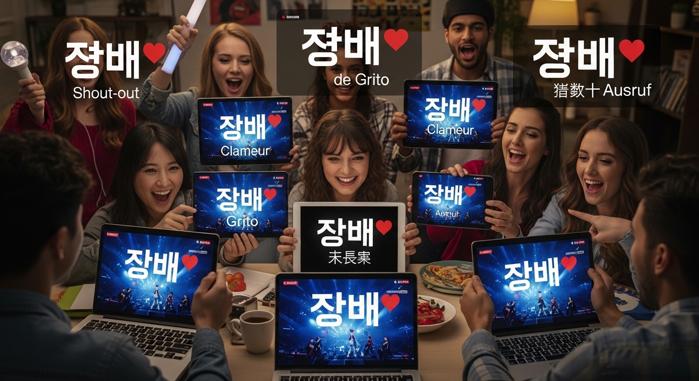 K-POP 콘서트 라이브 스트림을 보는 다양한 국제 팬들