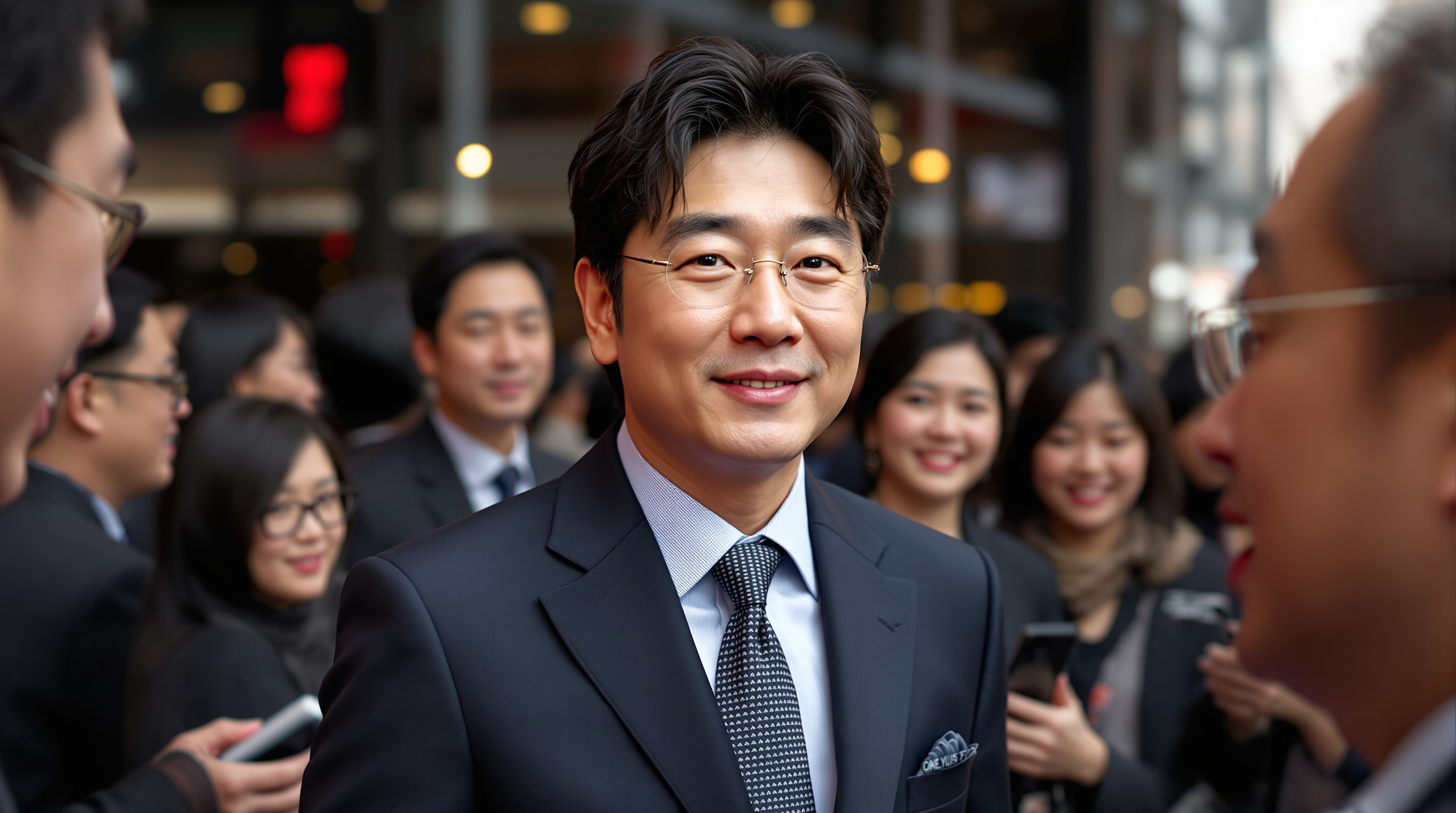 서울에서 열린 유명 영화제 행사에 참석 중인 한국 영화계 중심 인물 조진웅