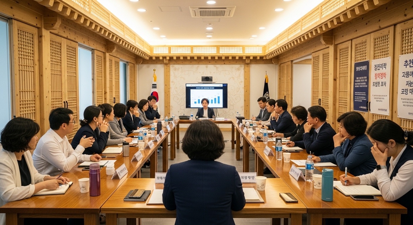 청소년 폭력과 가정 문제 관련 사회적 이슈에 대한 토론회가 열리는 커뮤니티 센터의 모습