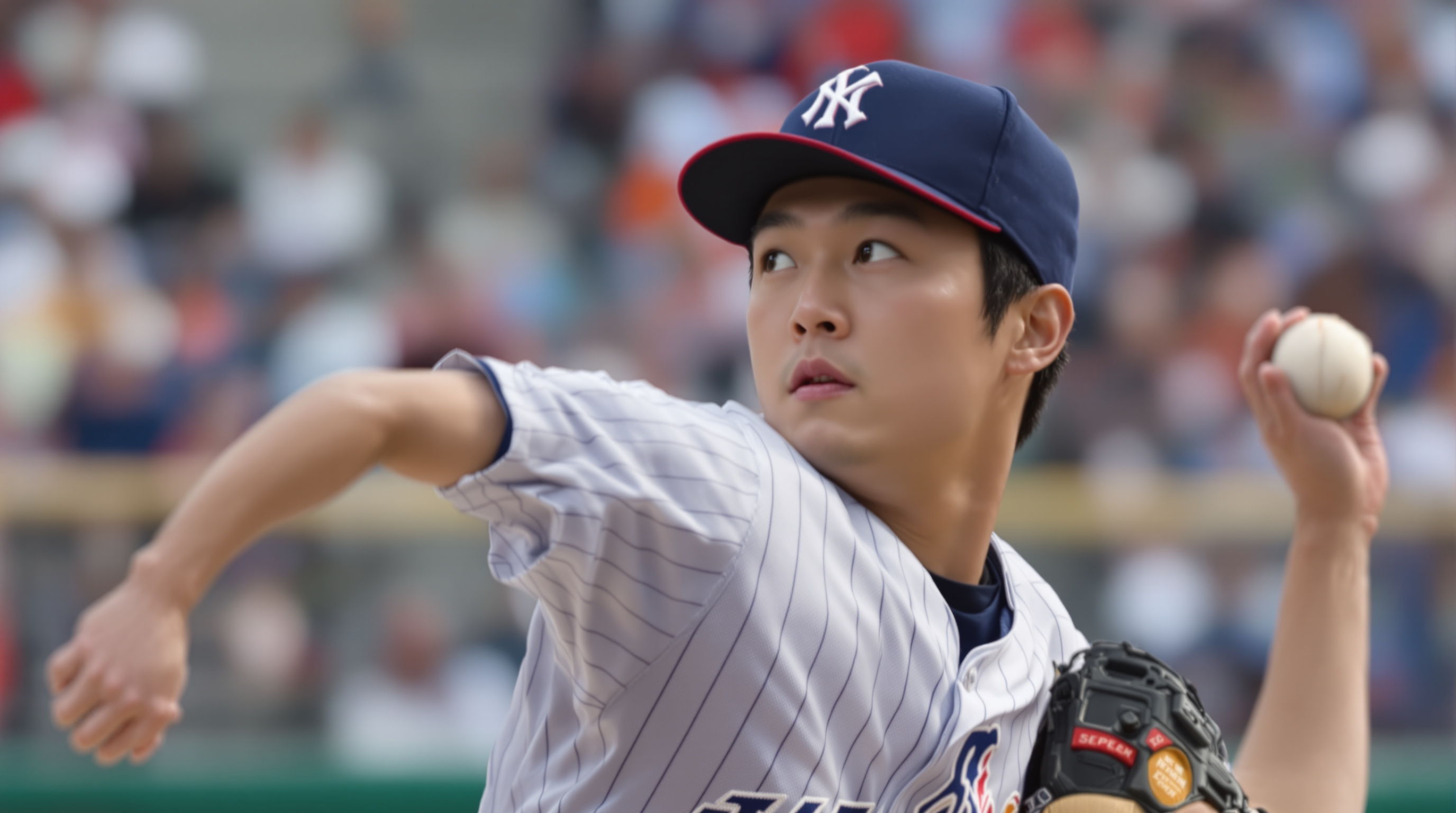 NC 다이노스와의 경기 중 투구하는 김민우 선수의 집중된 모습