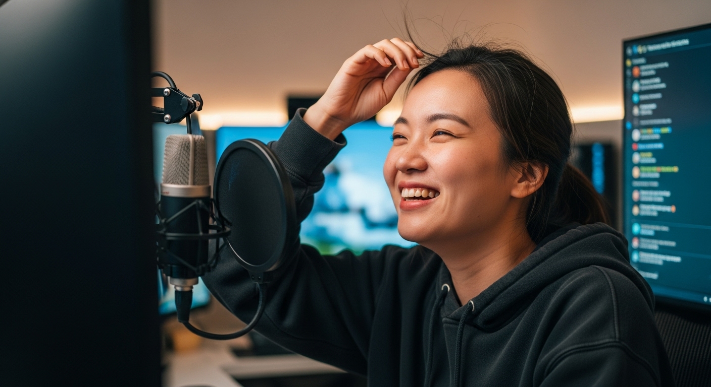 라이브 방송 중 자신의 불완전함을 받아들이며 팬들과 진솔하게 소통하는 한국 스트리머의 솔직한 순간