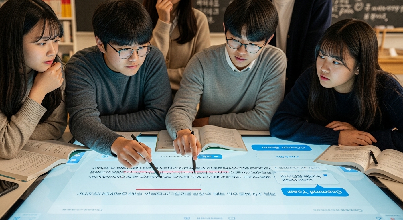 디지털 플랫폼을 통해 맞춤법 오류를 수정하는 청소년들