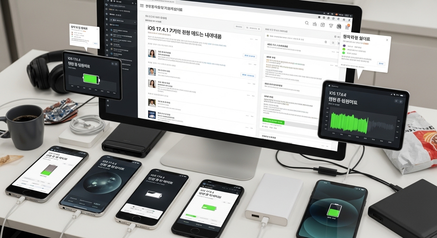 온라인 포럼에서 iOS 업데이트 문제를 토론하는 모습
