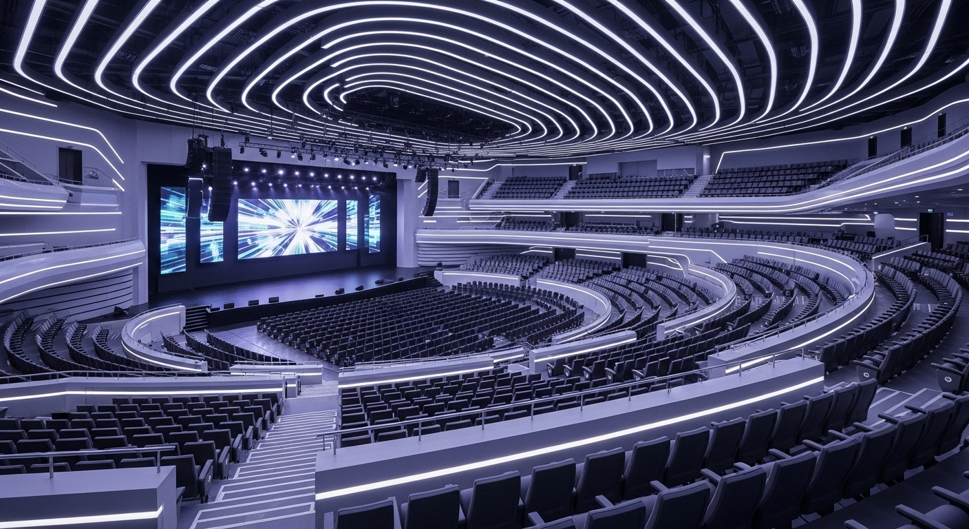 콘서트 홀의 스탠딩 및 지정석 구역을 보여주는 좌석 배치도