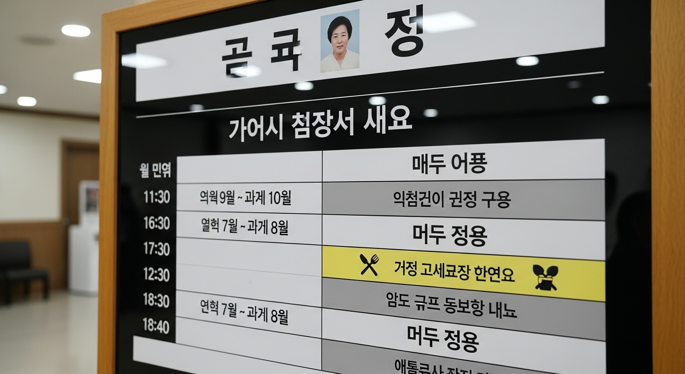 장례식장 운영 시간과 식사 시간을 강조하는 안내판