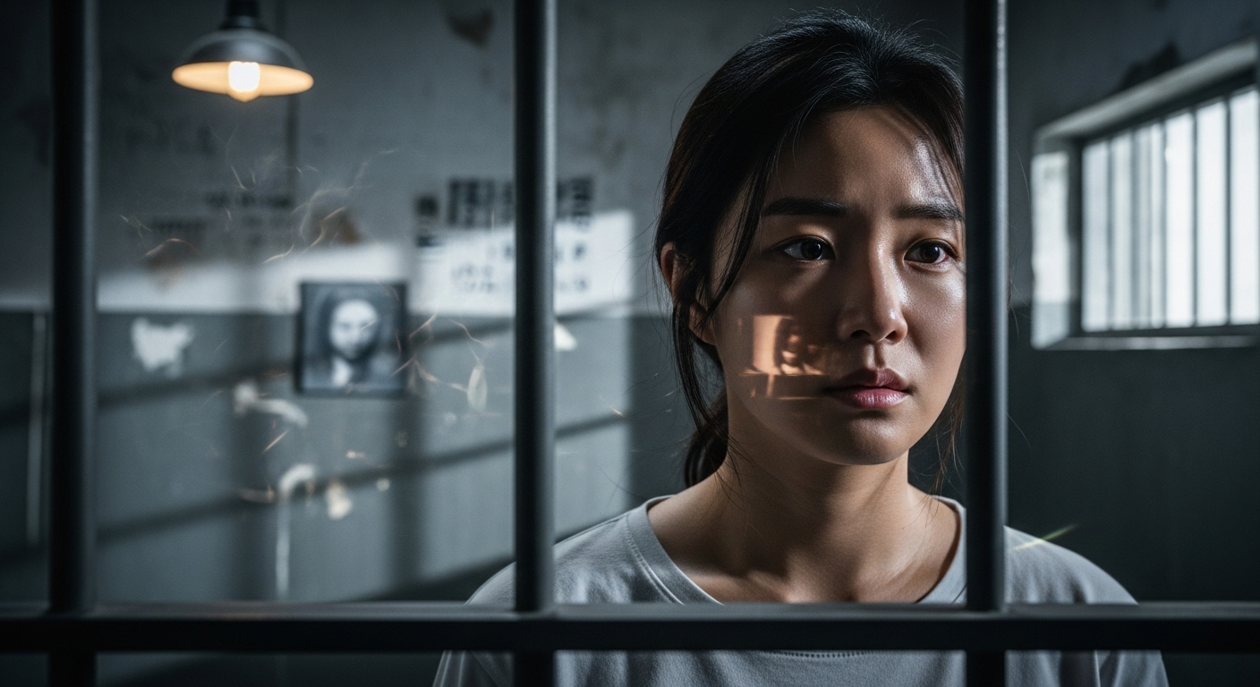 과거와 현재의 긴장을 반영하는 감옥 속 젊은 여성