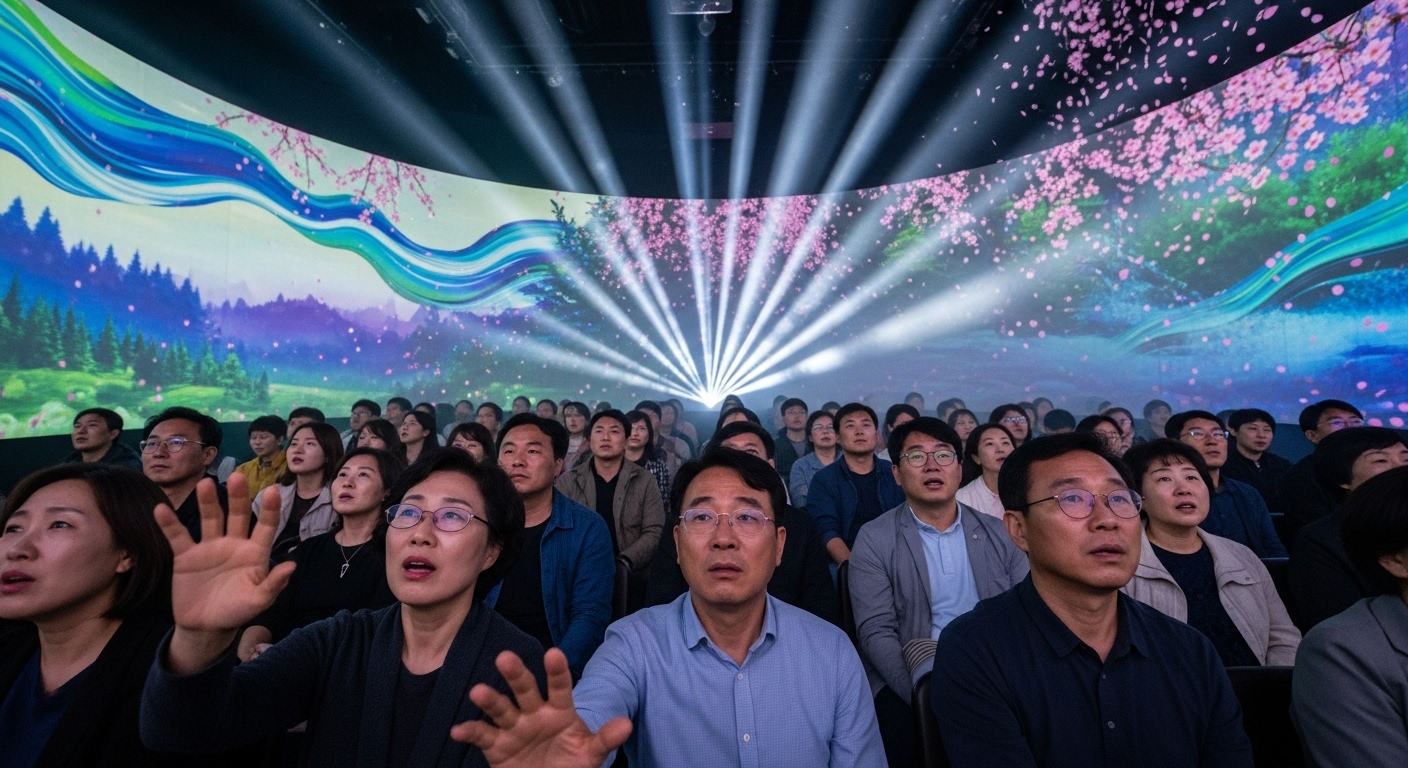 몰입형 극장에서 강화된 감각과 감정을 경험하는 관객들