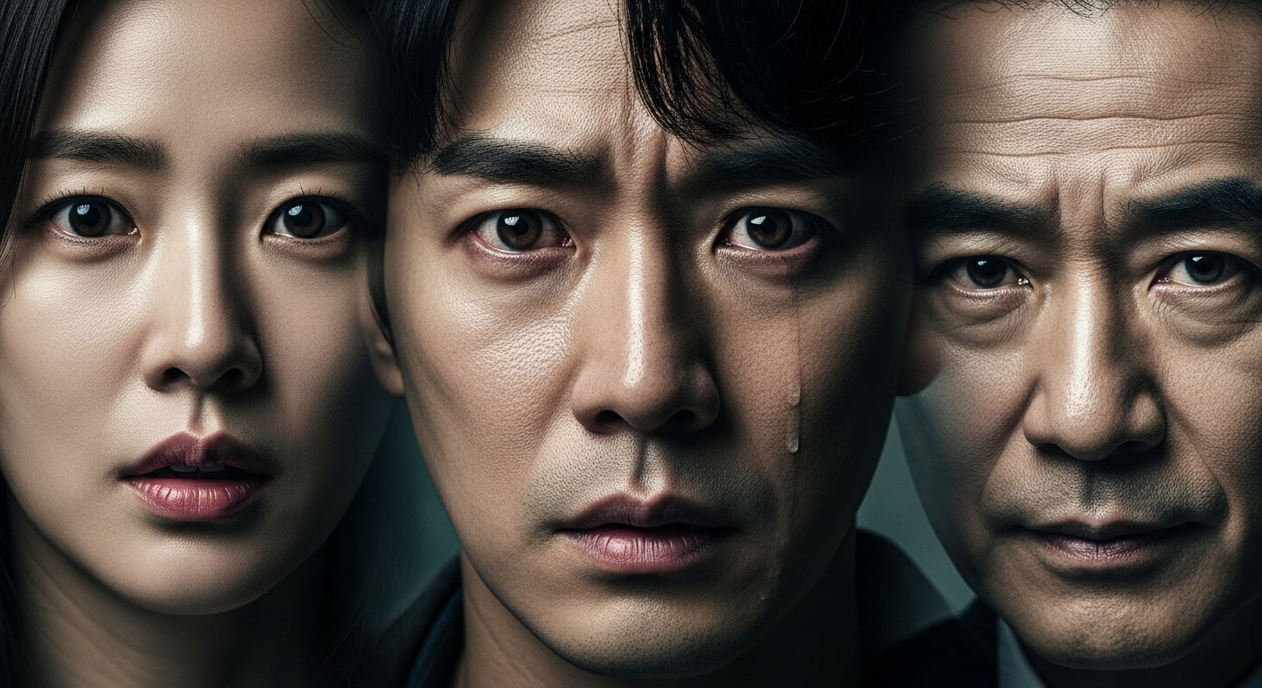 복잡한 심리를 가진 인물들을 연기하는 배우들의 강렬한 표정