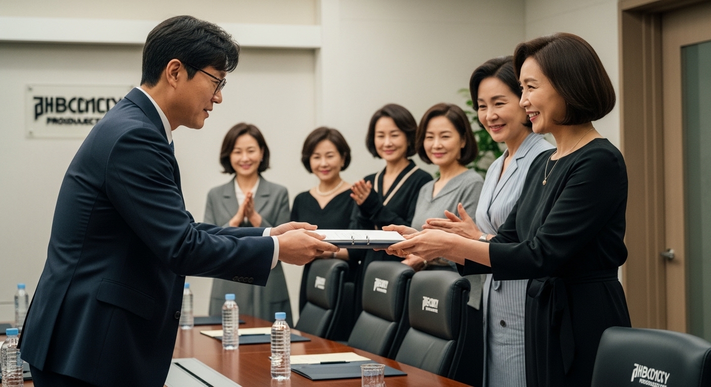 성숙하고 재능있는 여배우들이 주연을 맡은 드라마의 최종 캐스팅 발표 장면