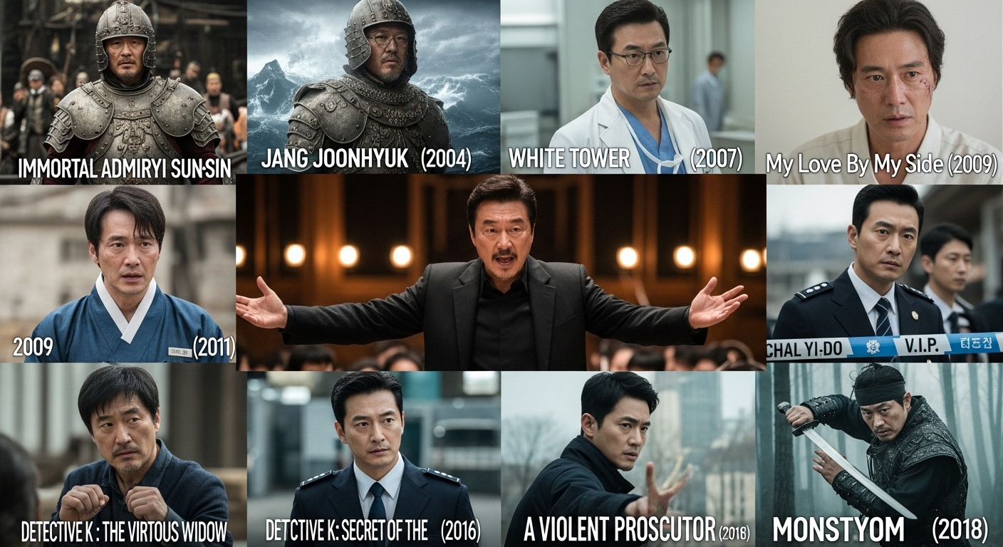 다양한 역할을 소화하며 강렬한 인상을 남긴 중견 배우의 회고적 이미지