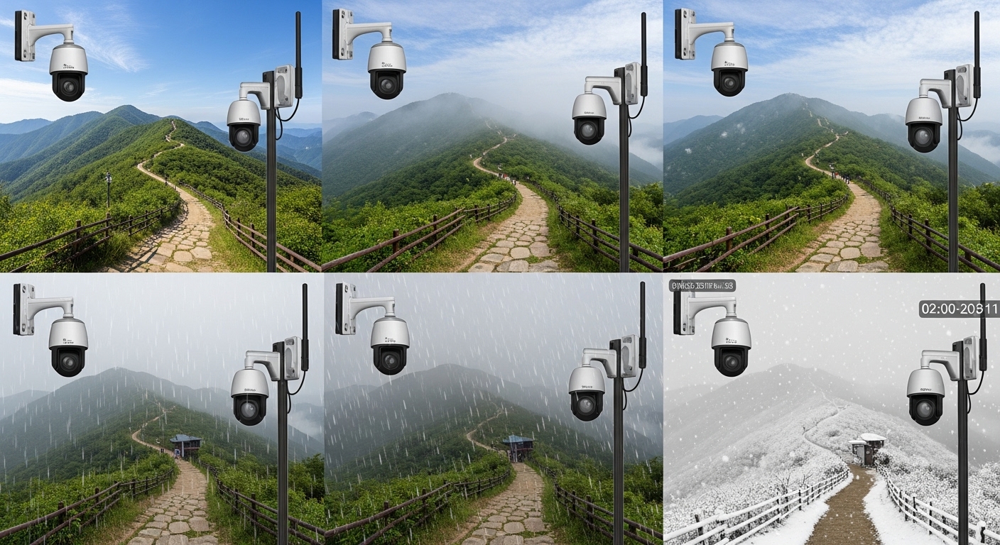 다양한 날씨 조건에서 산악 트레일을 포착하는 첨단 CCTV 시스템