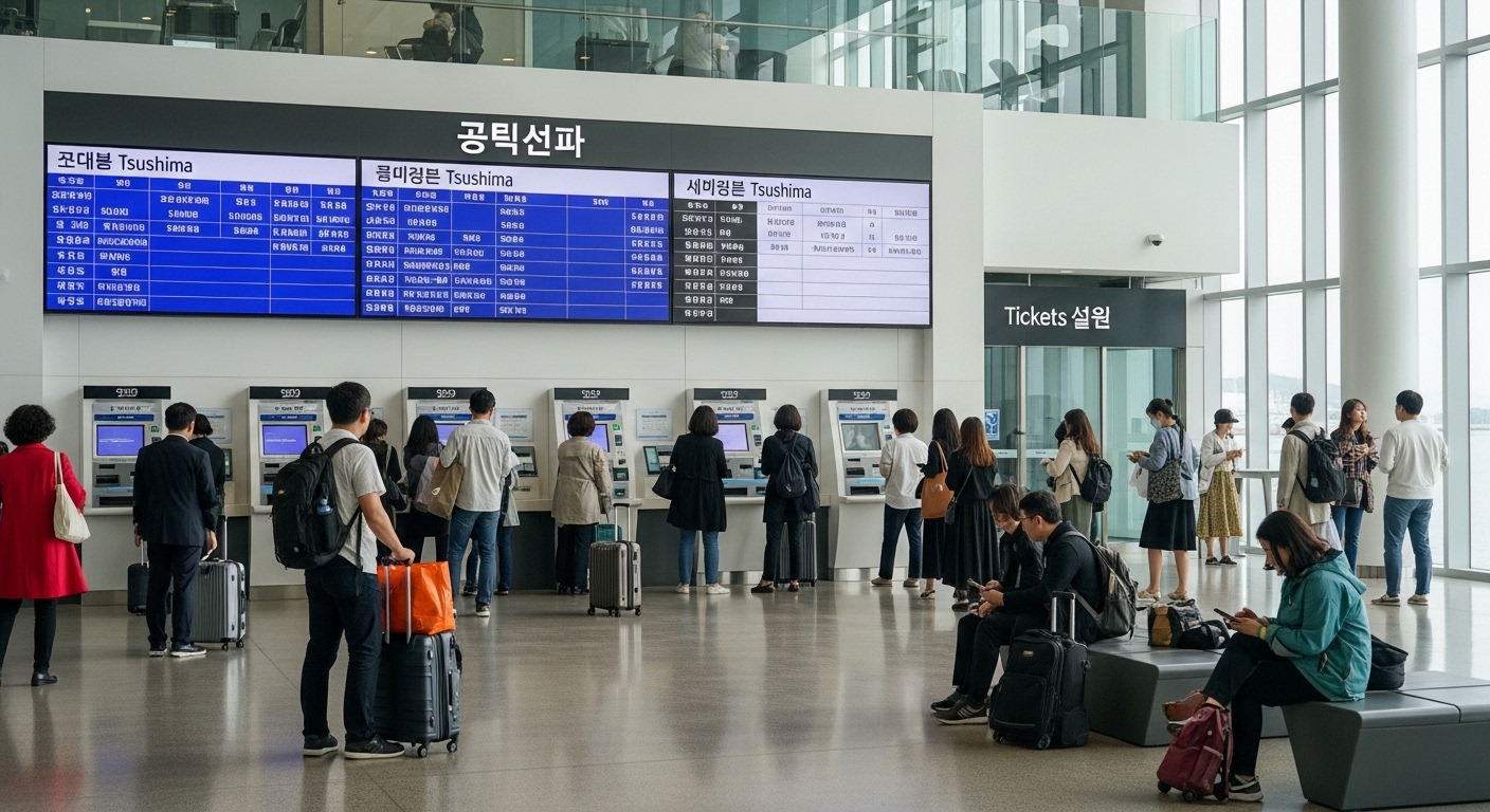 현대적이고 분주한 부산항 여객터미널 내부 풍경