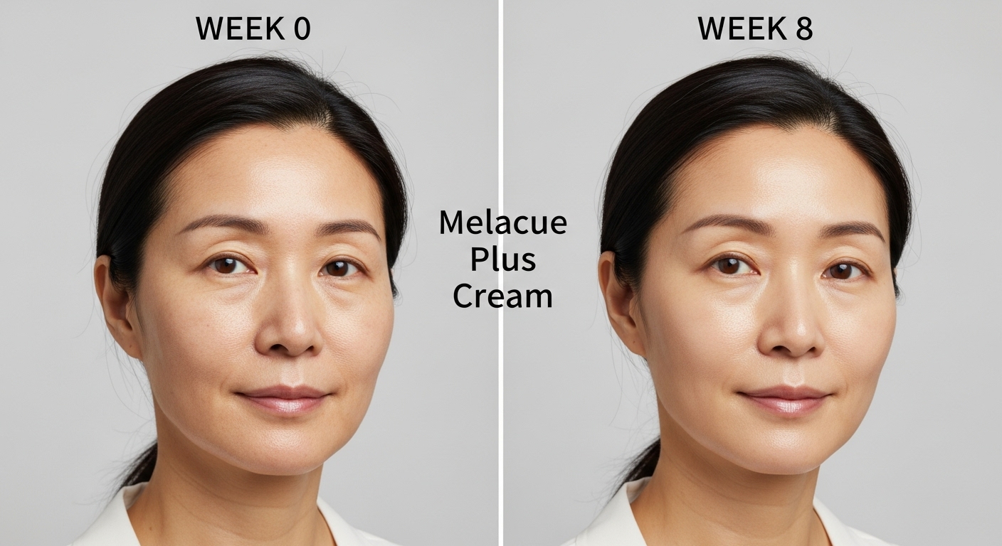 사용 전후로 피부가 개선된 여성의 사진 비교 화면