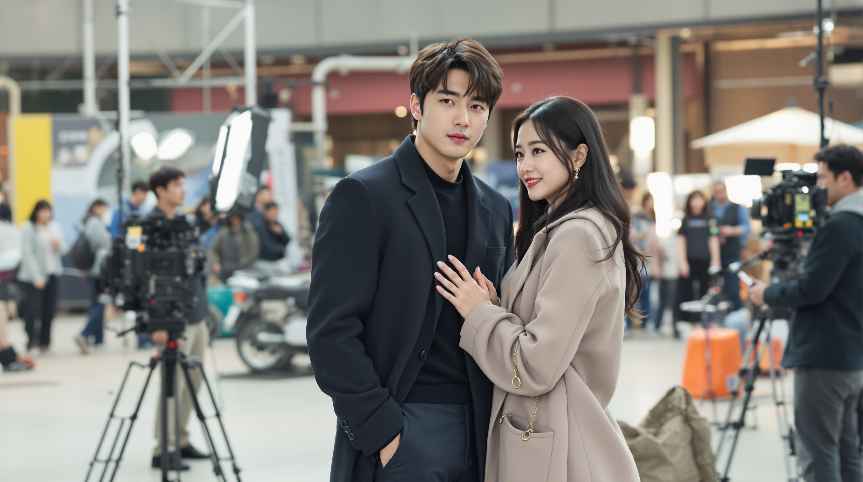 박서준과 원지안이 출연하는 로맨스 드라마 촬영 현장
