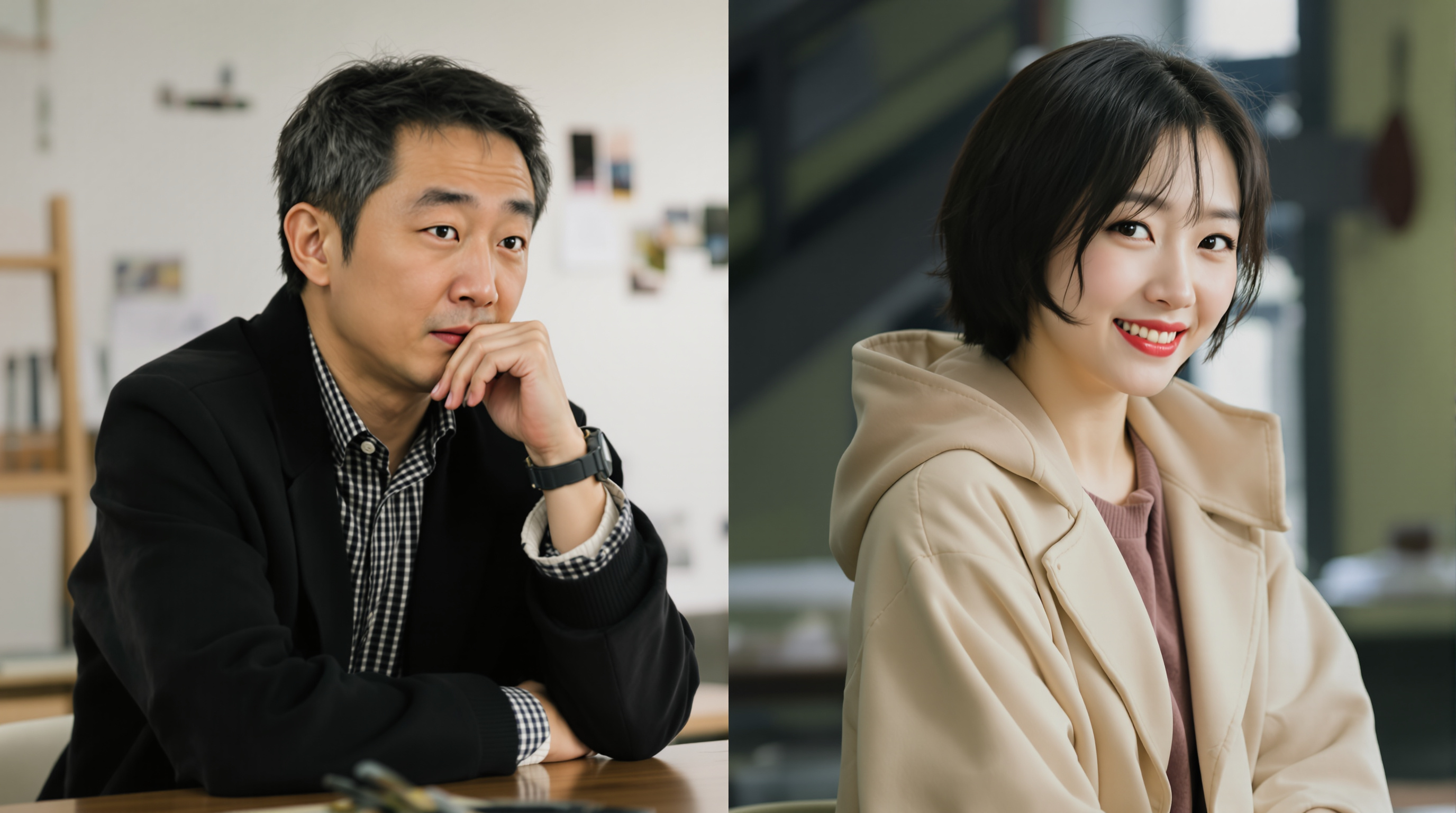 전도연과 김고은이 각자의 캐릭터로 분장한 초상화