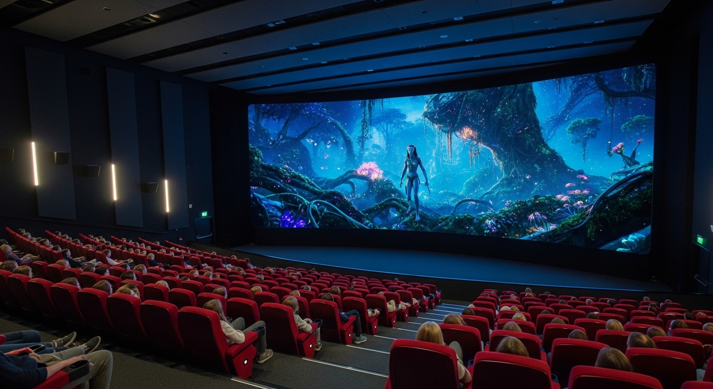 IMAX 상영관 내부에서 '아바타' 장면을 보는 관객들