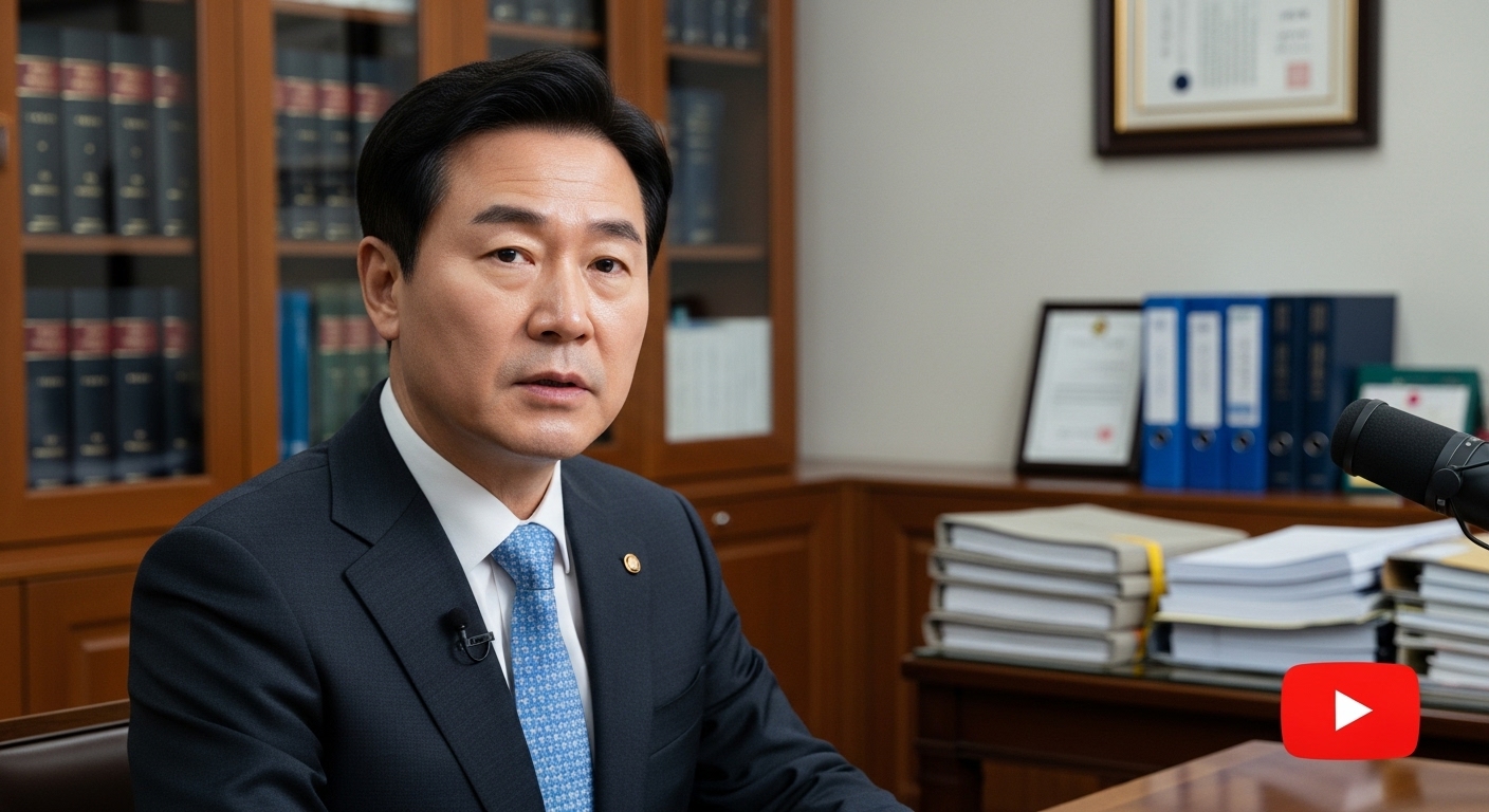 유튜브를 통해 공식 입장을 밝히는 한국 관계자의 진지한 모습