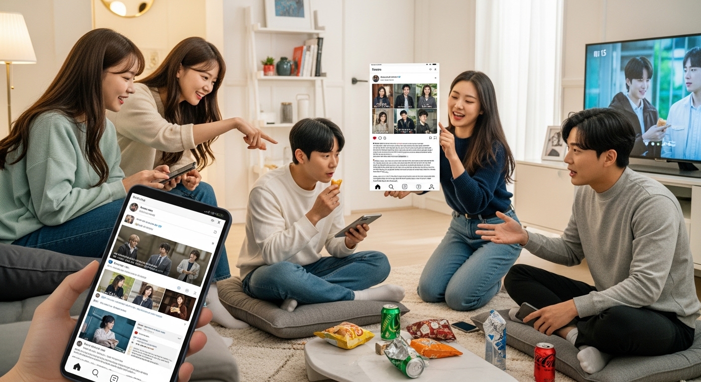 소셜 미디어에서 열띤 토론을 벌이는 팬들의 모습