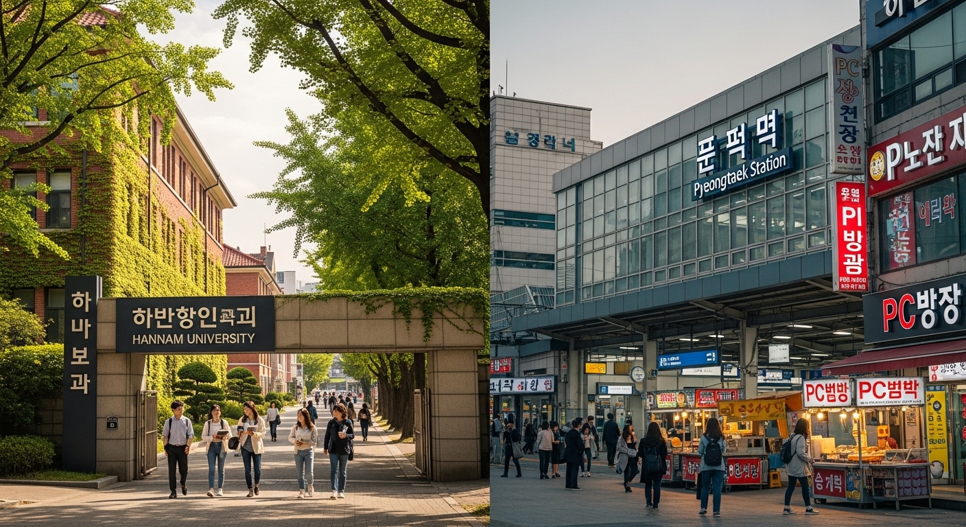 한국 도시 장소들이 예술적 이야기와 결합된 모습