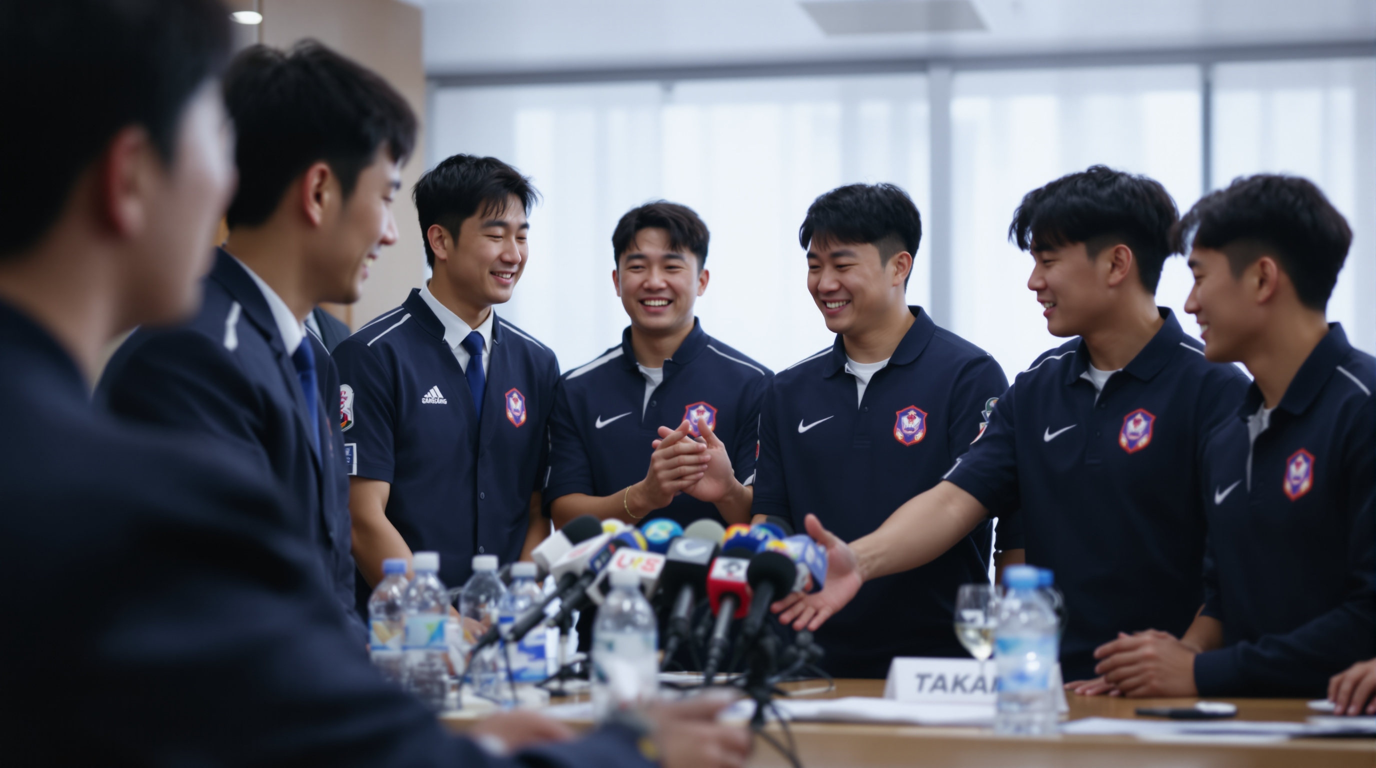 기자회견장에서 삼성 라이온즈 팀원들과 재회하는 감동적인 장면의 박석민