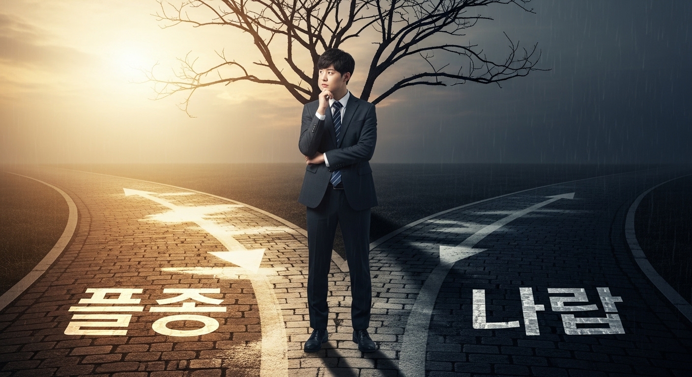진실과 거짓말로 나뉜 두 갈래 길을 바라보는 젊은 전문가