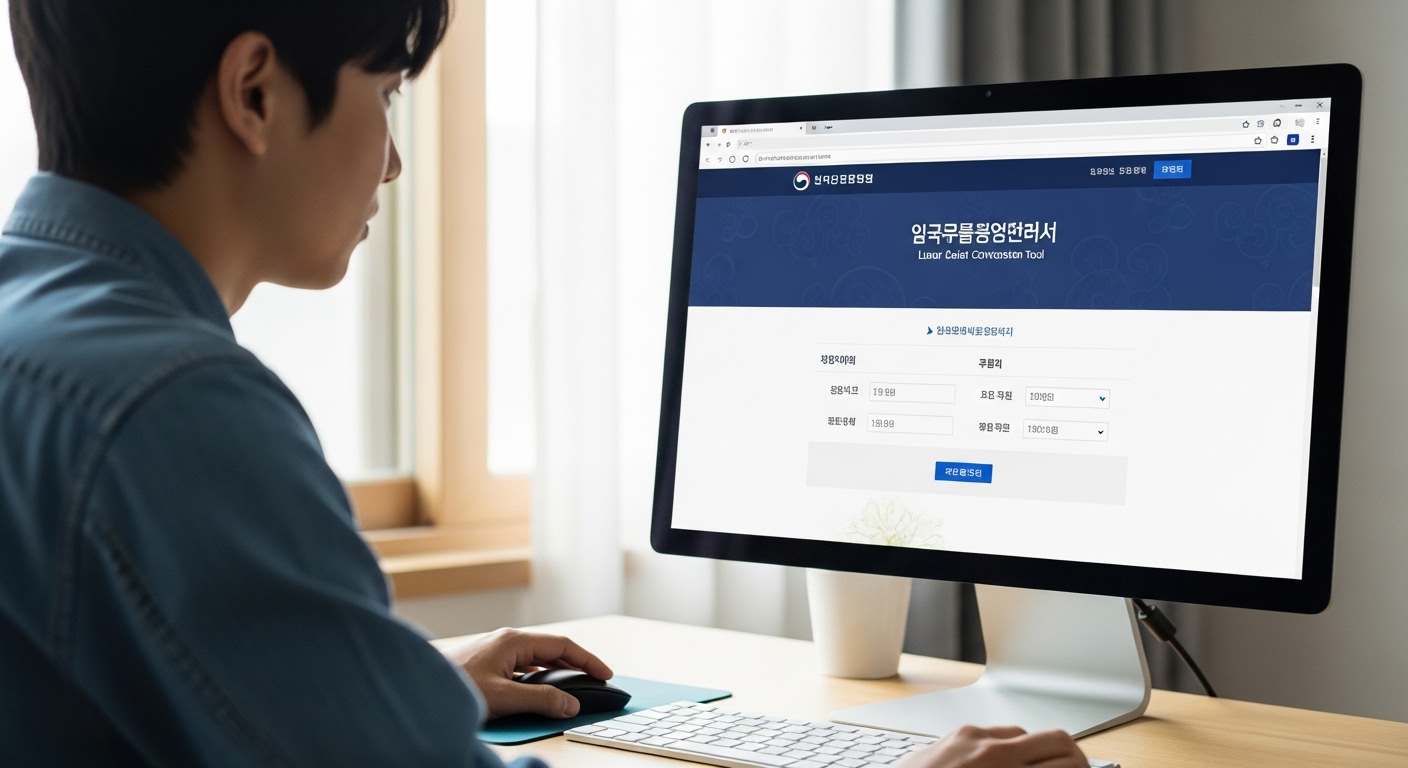 정부 웹사이트에서 음양력 변환 도구를 사용하는 모습