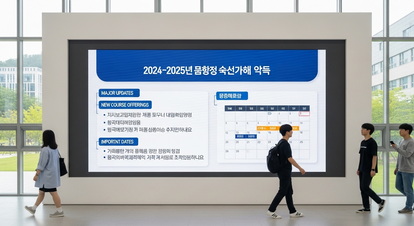 2024-2025년도 교육과정 변경 공지가 게시된 캠퍼스 게시판 모습