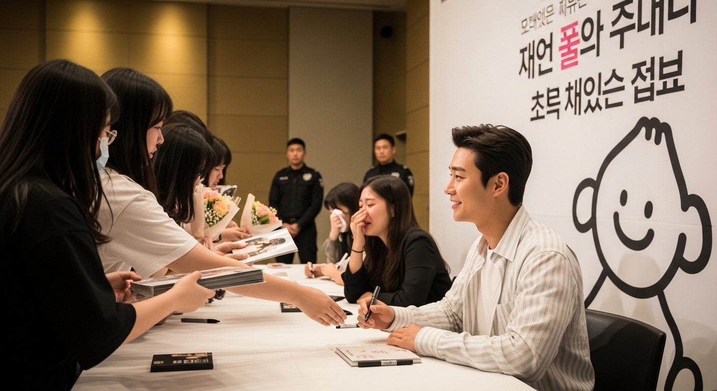 팬미팅에서 팬들과 따뜻하게 소통하는 모습의 배우