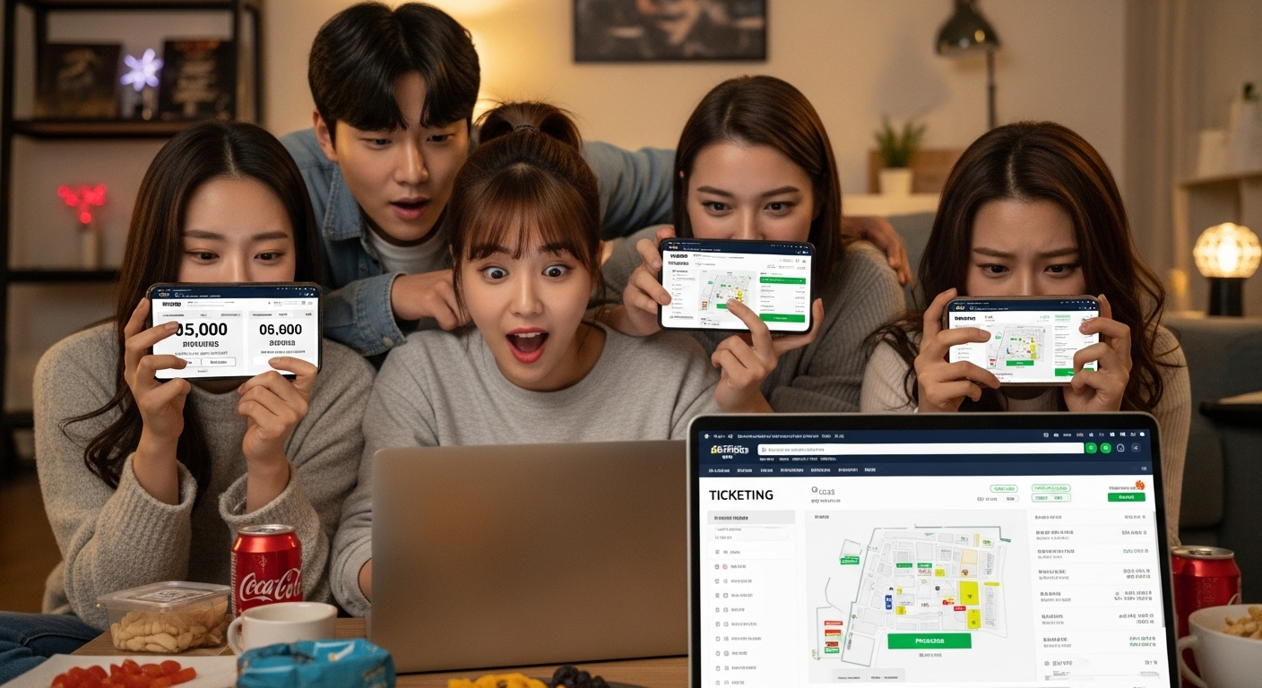 온라인으로 티켓 구매 중인 한국 팬들의 기대와 흥분
